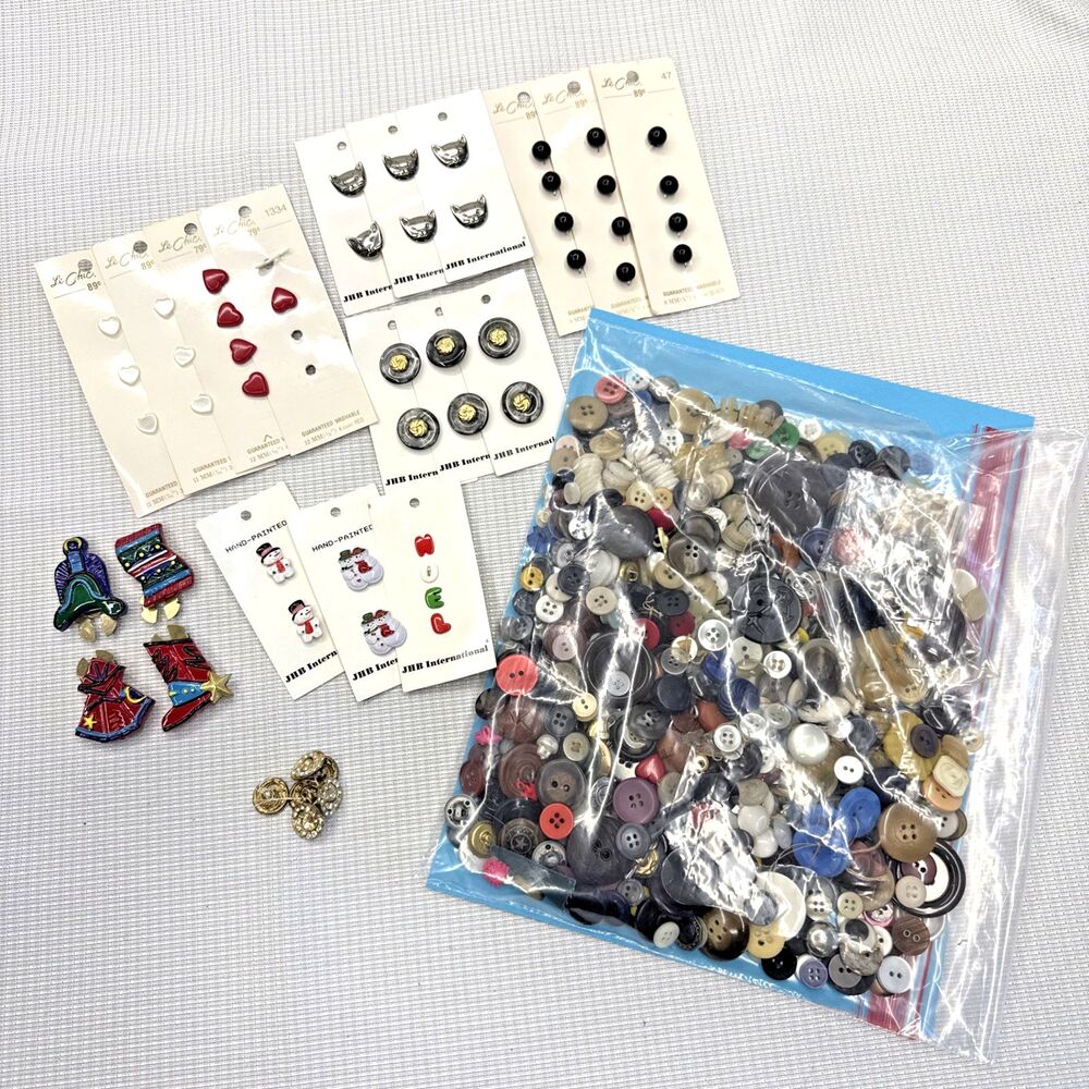 250+ Vintage Buttons from Estate Collection, Hand Painted, Metal, Button Covers